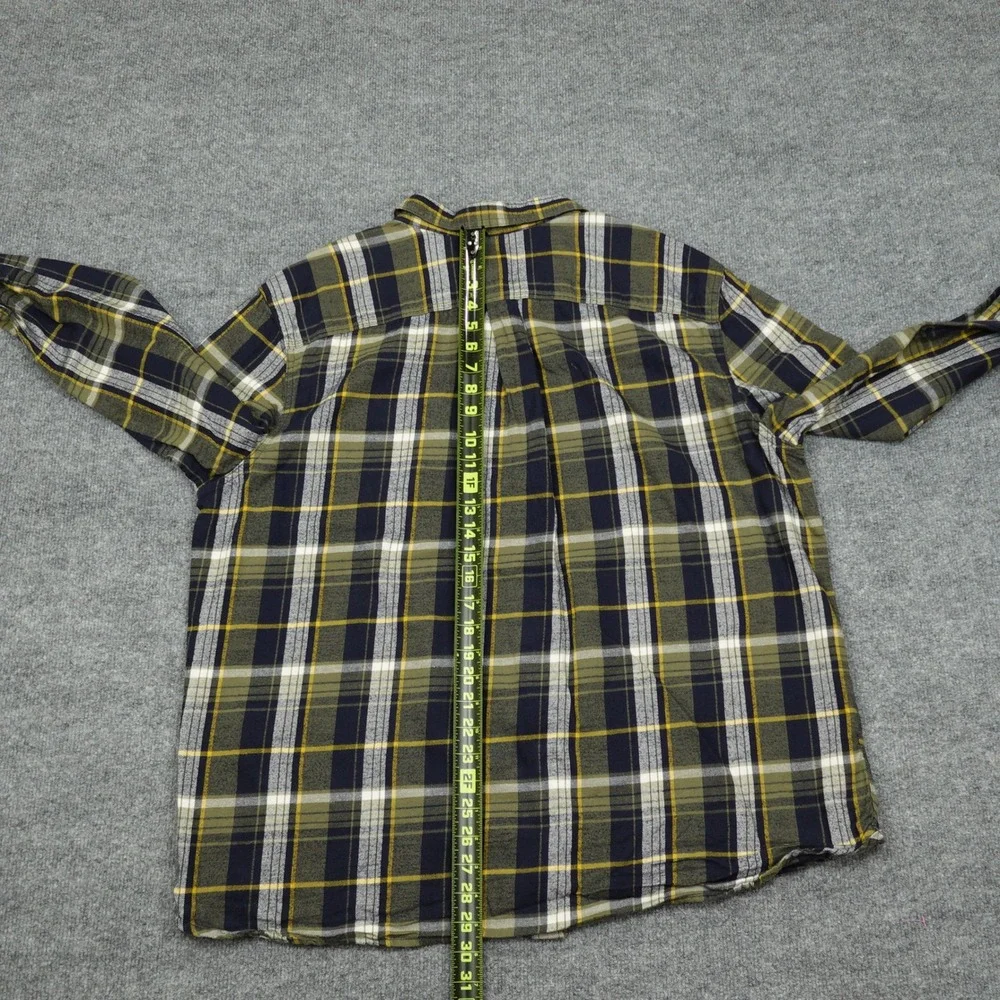 The North Face Shirt Mens XXL Olive Green Plaid Long Sleeve Button Down Flannel